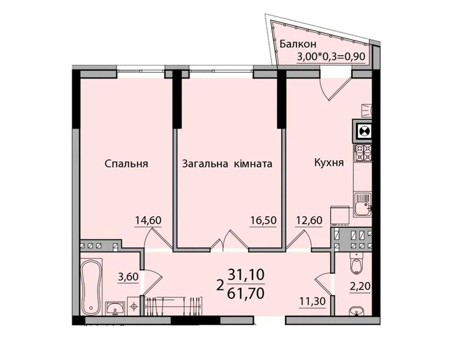 Продаж двокімнатної квартири в Чернівцях, на вул. Руська 238, фото 1