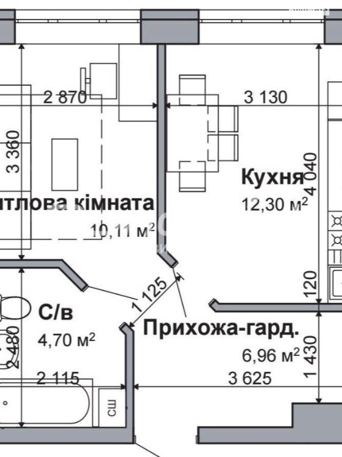 Продажа однокомнатной квартиры в Гатном, на ул. Грушевского 12, фото 1