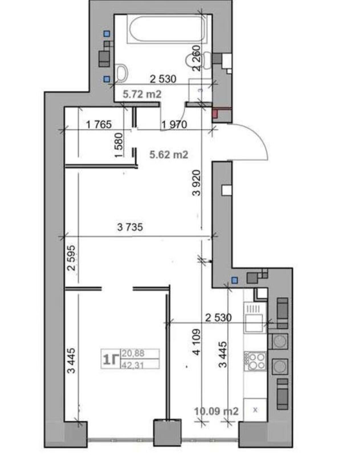 Продажа однокомнатной квартиры в Гатном, на ул. Покровская 2/2, фото 1