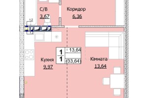 Продаж однокімнатної квартири в Гостомелі, на вул. Свято-Покровська 73, кв. 77, фото 2