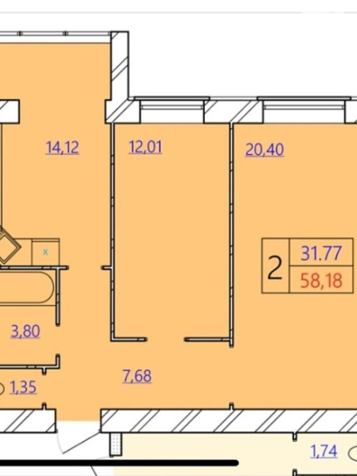 Продаж двокімнатної квартири в Хмельницькому, на вул. Кармелюка, район Озерна фото 1