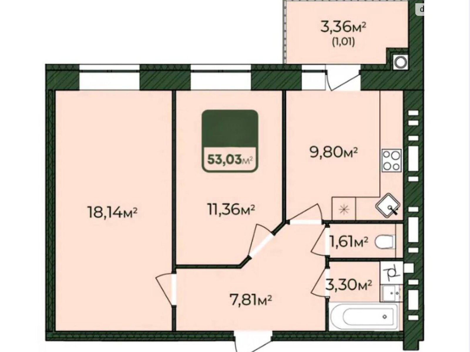 Продаж двокімнатної квартири в Хмельницькому, на шосе Львівське 51/2, район Південно-Західний фото 1 Продаж двокімнатної квартири в Хмельницькому, на шосе Львівське 51/2, район Південно-Західний фото 1