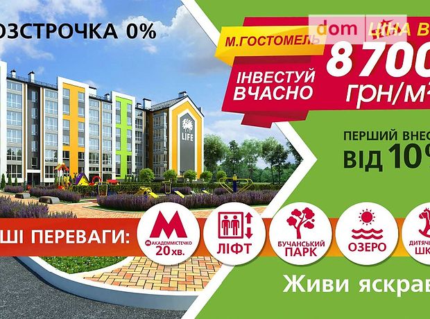 Продажа квартиры, 1 ком., Киевская, Ирпень, р‑н. Гостомель, Остромирская Продажа квартиры, 1 ком., Киевская, Ирпень, р‑н. Гостомель, Остромирская