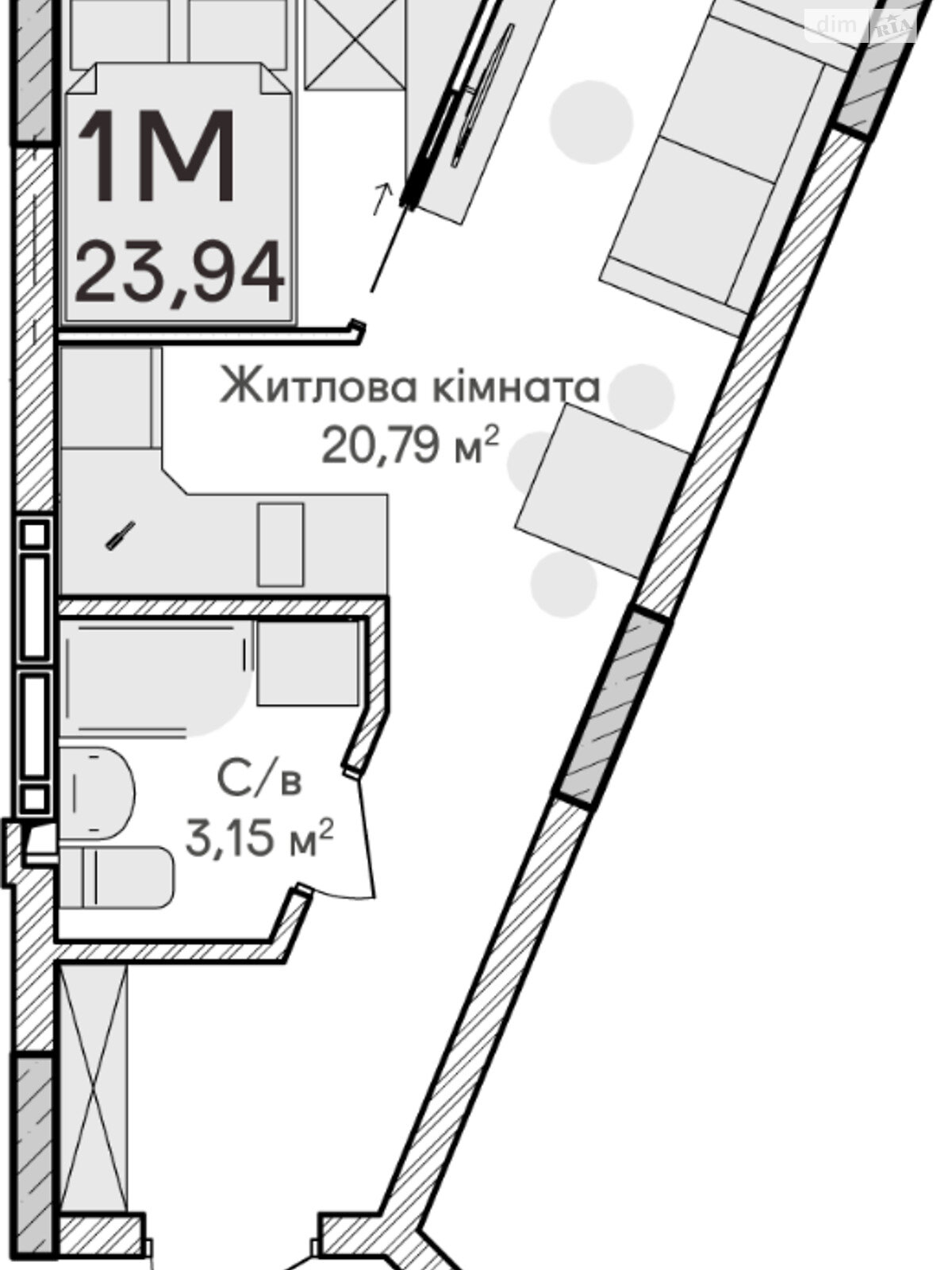 Продажа однокомнатной квартиры в Ирпене, на ул. Ольги Кобылянской 1В, кв. 26, район Ирпень фото 1