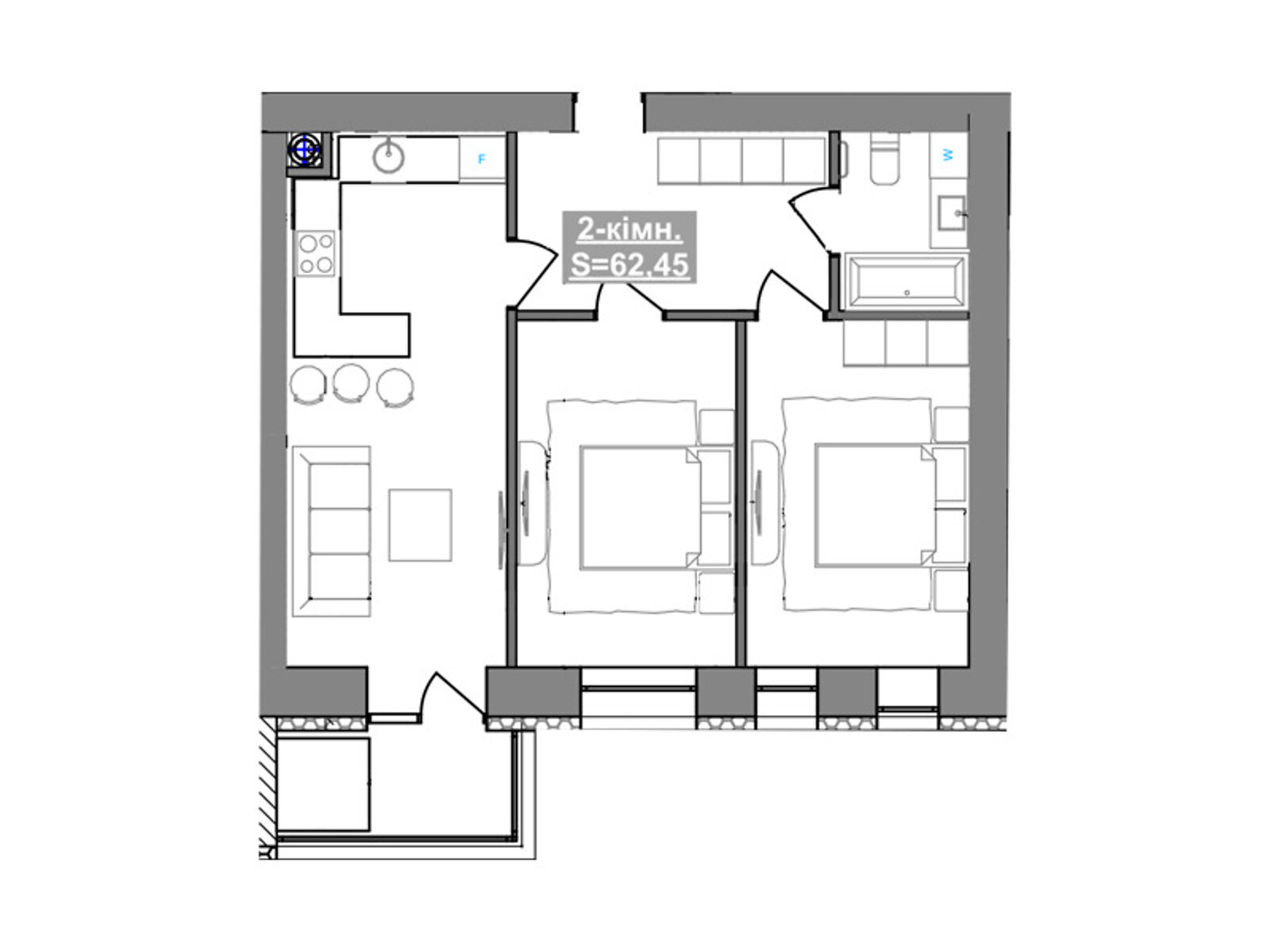Продаж двокімнатної квартири в Івано-Франківську, на вул. Національної Гвардії 14, район Арсенал фото 1 Продаж двокімнатної квартири в Івано-Франківську, на вул. Національної Гвардії 14, район Арсенал фото 1