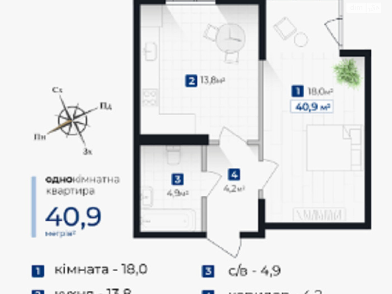 Продажа однокомнатной квартиры в Ивано-Франковске, на ул. Хоткевича Гната 12, район Братья фото 1