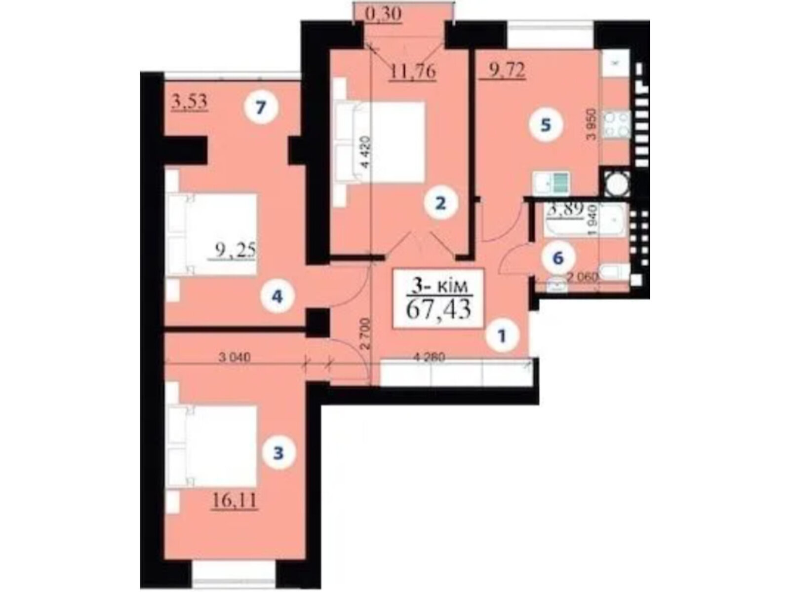 Продажа трехкомнатной квартиры в Ивано-Франковске, на ул. Гетьмана Ивана Мазепы 168, фото 1