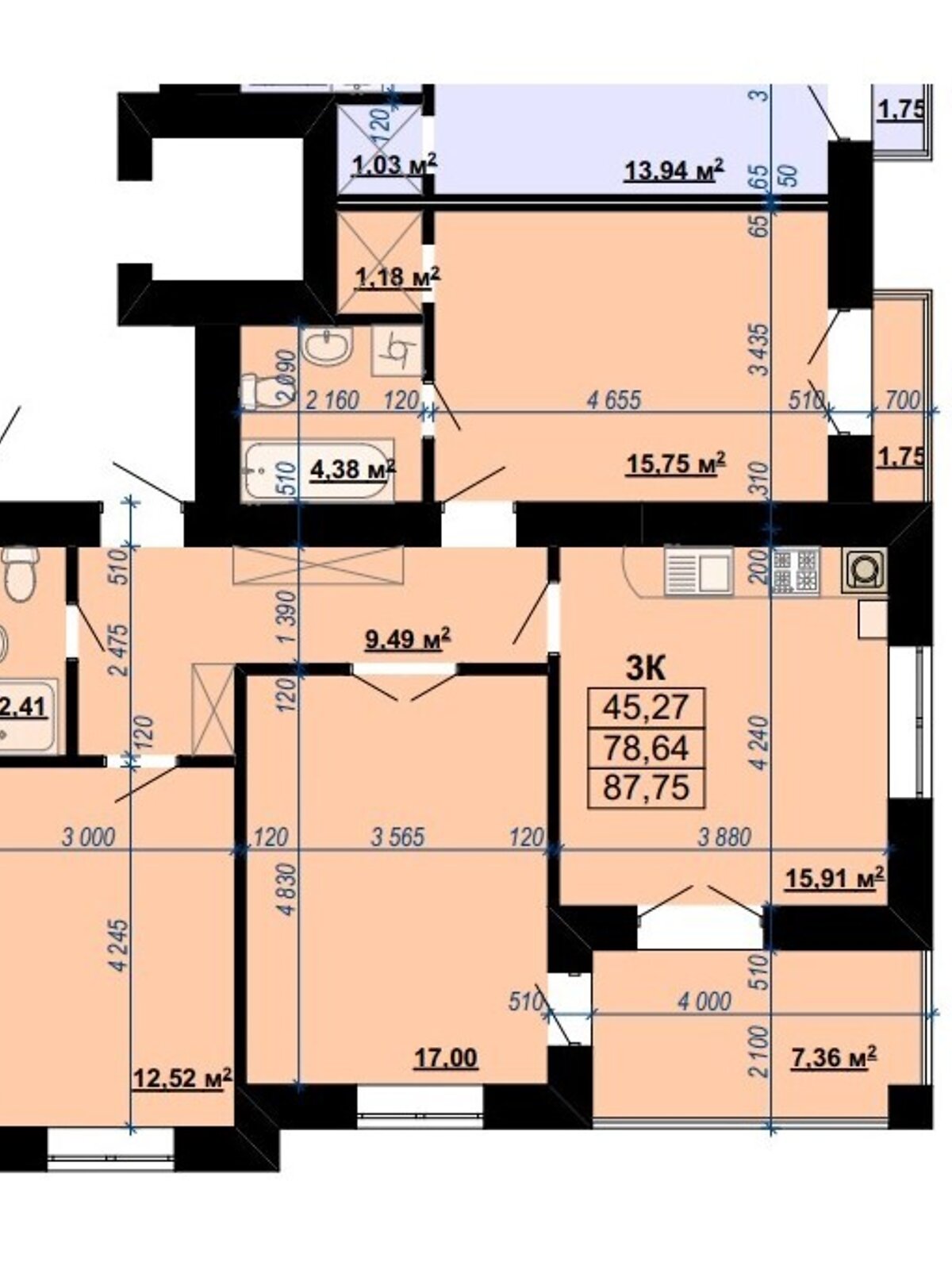 Продажа трехкомнатной квартиры в Ивано-Франковске, на ул. Млынарская, район Кант фото 1