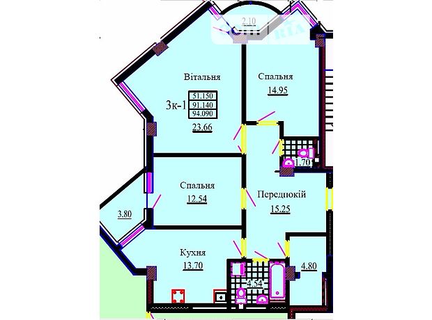 Продажа трехкомнатной квартиры в Ивано-Франковске,, район Центр фото 1