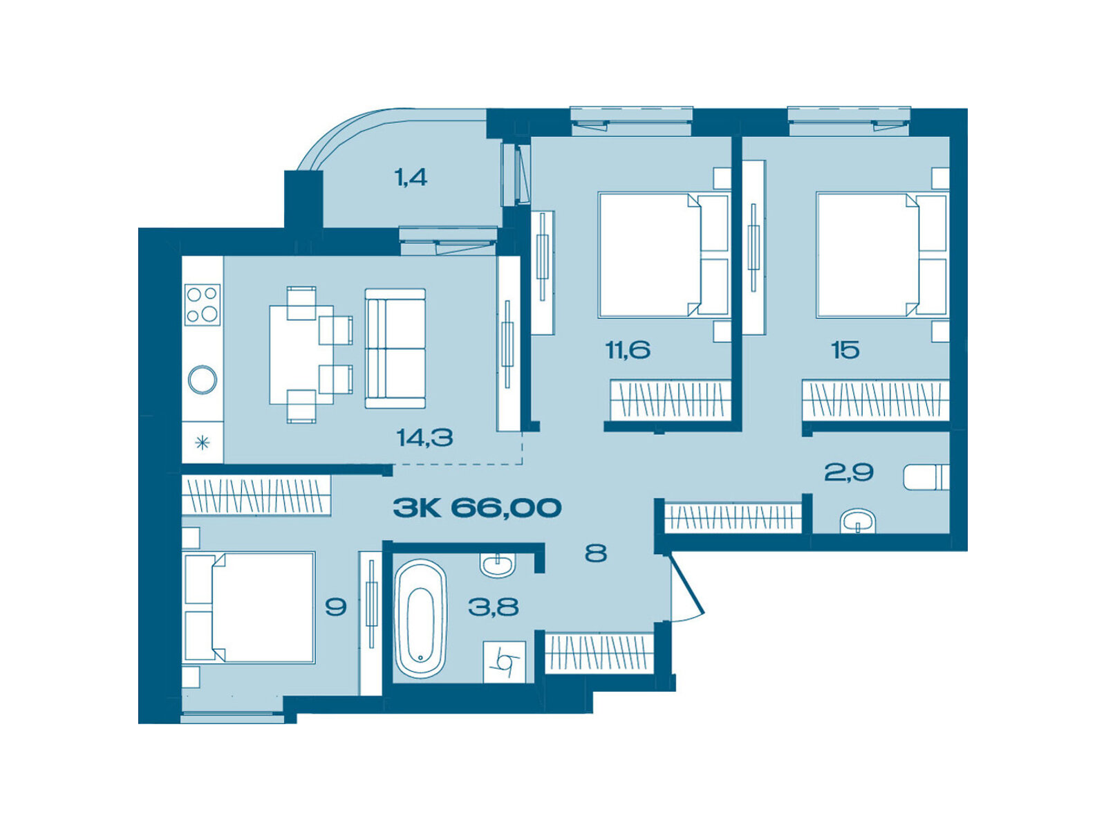 Продаж трикімнатної квартири в Івано-Франківську, на вул. Комунальна 3, фото 1