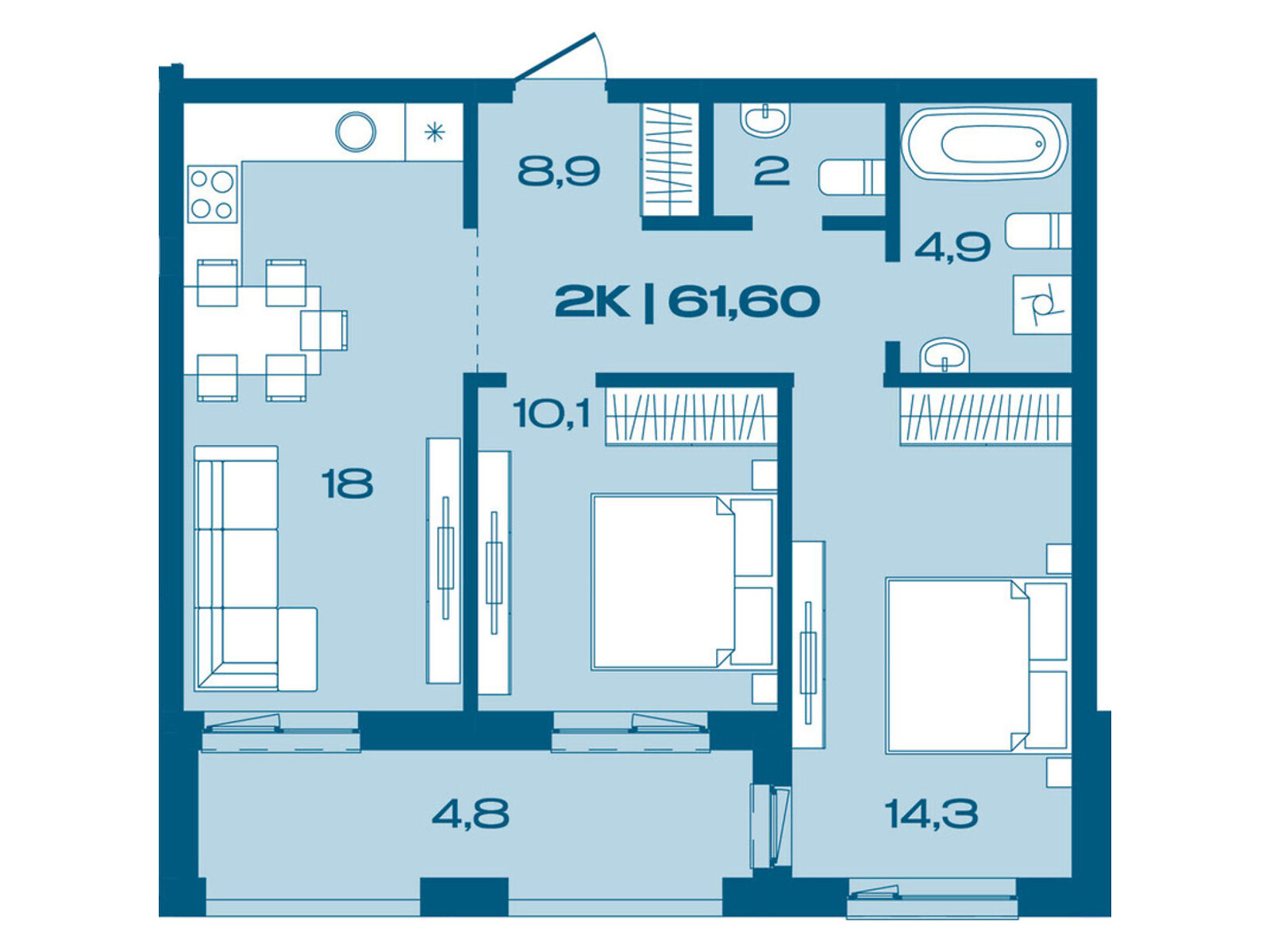 Продаж двокімнатної квартири в Івано-Франківську, на вул. Комунальна 3, фото 1