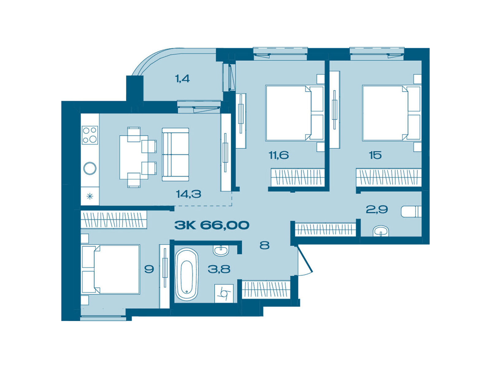 Продаж трикімнатної квартири в Івано-Франківську, на вул. Комунальна 3, фото 1