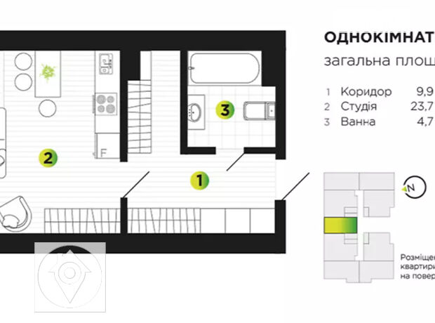 Продаж однокімнатної квартири в Івано-Франківську на вул. Бандери Степана район Центр фото 1 Продаж однокімнатної квартири в Івано-Франківську на вул. Бандери Степана район Центр фото 1