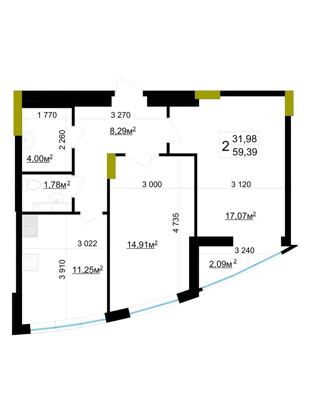 Продаж двокімнатної квартири в Житомирі, на просп. Незалежності 29, район Крошня фото 1
