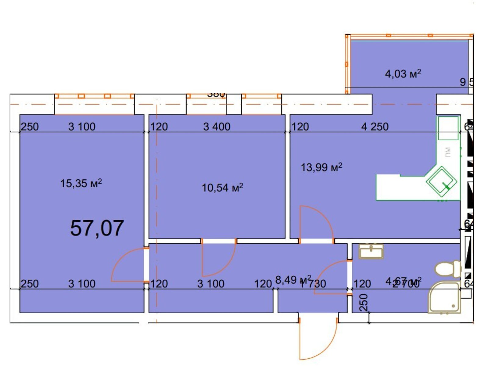 Продажа трехкомнатной квартиры в Калуше, на ул. Малицкой, фото 1