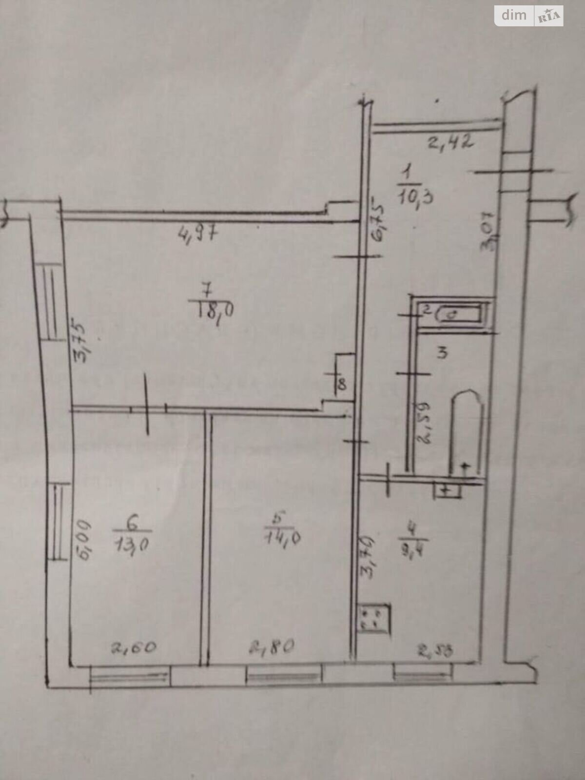 Продажа трехкомнатной квартиры в Каменском, на ул. Медицинская 33, район Баглейский фото 1