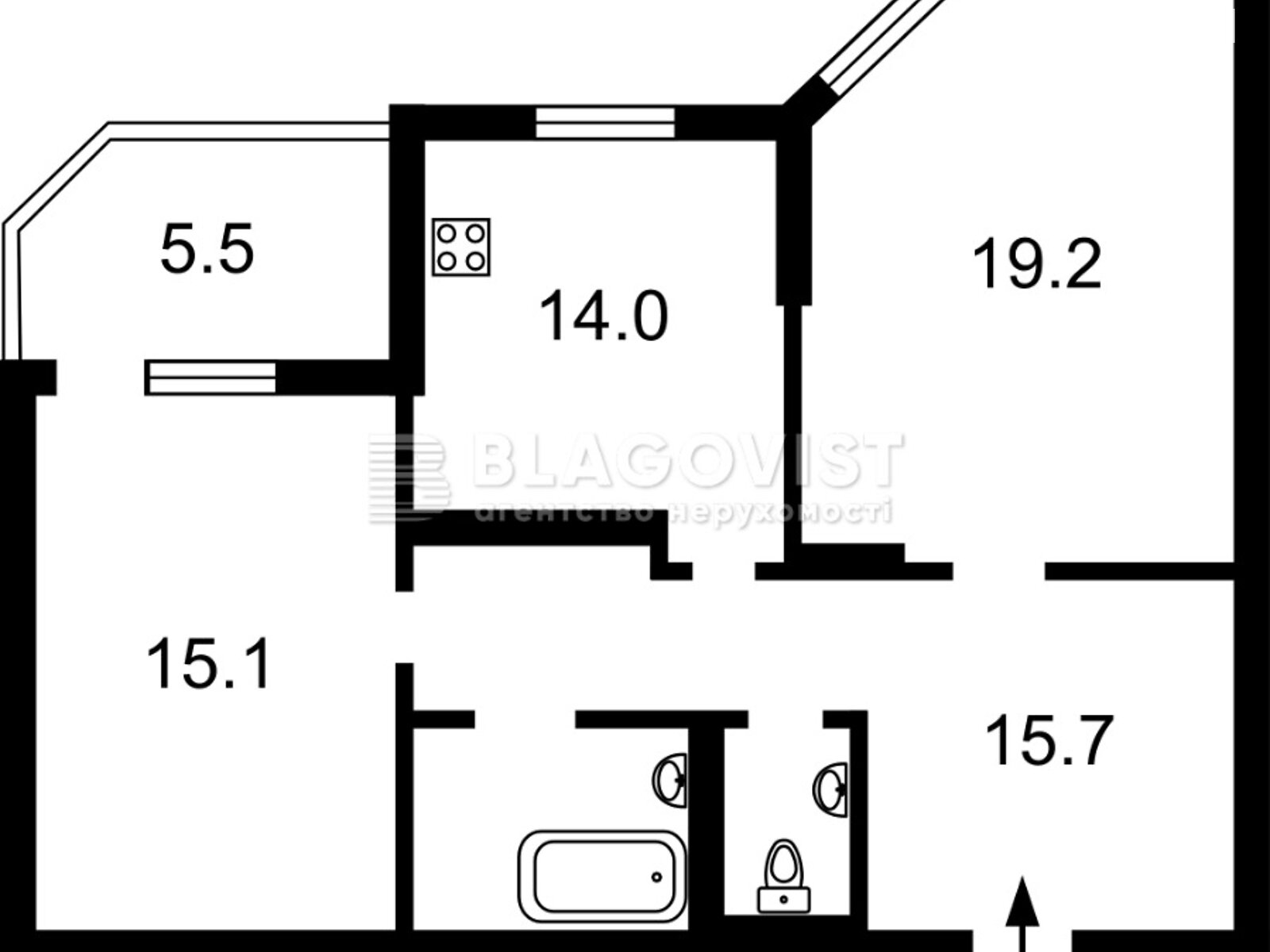 Продаж двокімнатної квартири в Києві, на вул. Олени Пчілки 8, кв. 88, район Дарницький фото 1