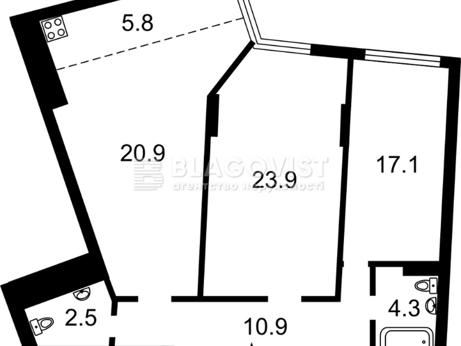 Продажа трехкомнатной квартиры в Киеве, на ул. Центральная 21А, кв. 21, район Дарницкий фото 1