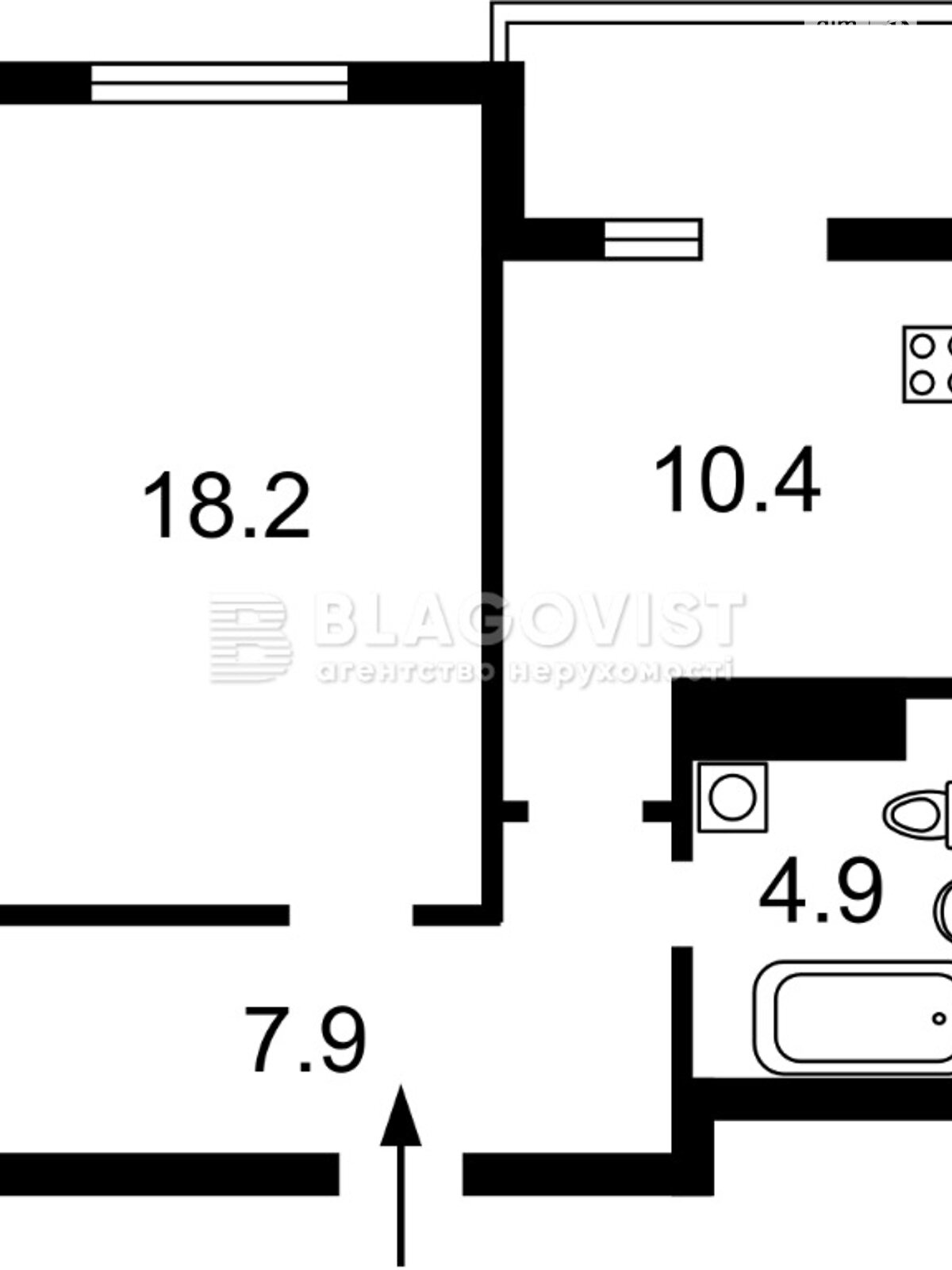 Продаж однокімнатної квартири в Києві, на вул. Андрія Аболмасова 7, кв. 77, район Дніпровський фото 1