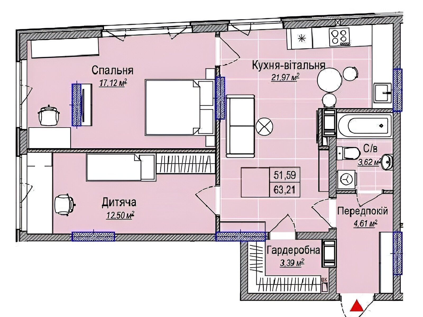 Продаж двокімнатної квартири в Києві, на вул. Кам'янська 127, район Харківський Масив фото 1