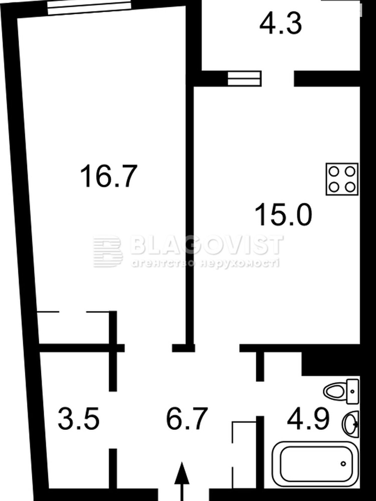Продаж однокімнатної квартири в Києві, на вул. Князя Романа Мстиславича 28, фото 1
