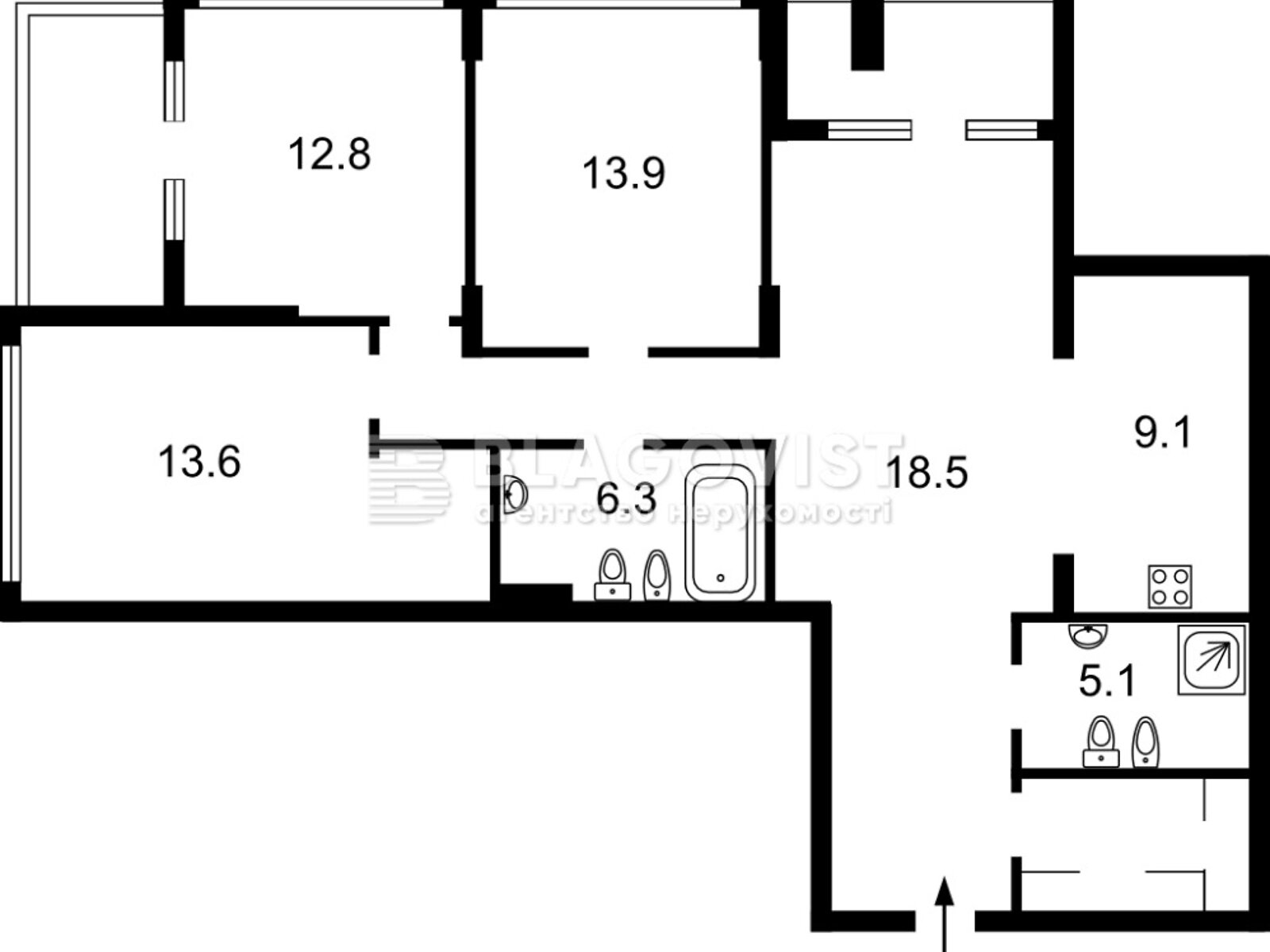 Продажа трехкомнатной квартиры в Киеве, на пер. Новопечерский 7В, фото 1