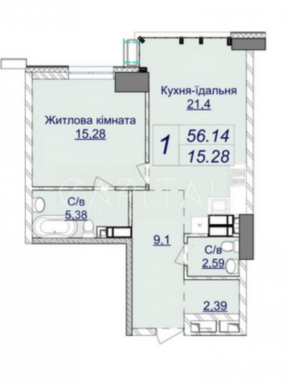 Продаж однокімнатної квартири в Києві, на вул. Андрія Верхогляда 1-20А, район Печерський фото 1