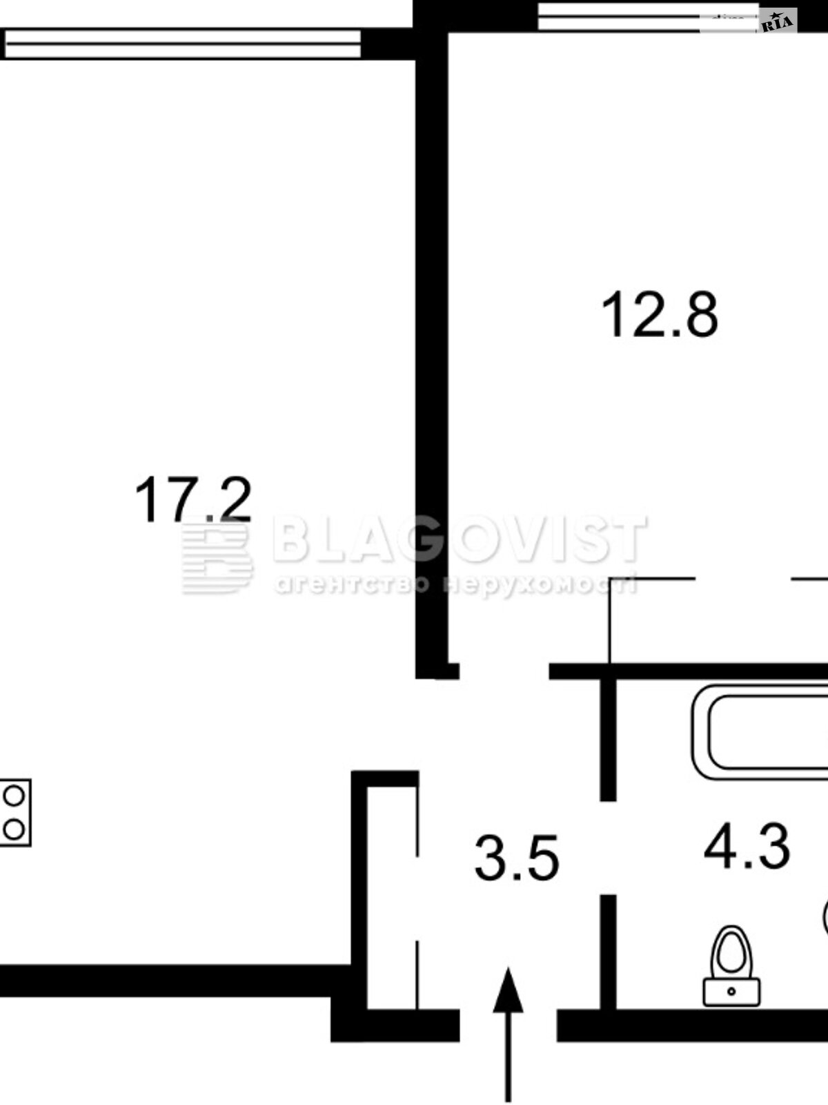 Продаж однокімнатної квартири в Києві, на вул. Салютна 2-9, кв. 42, район Шевченківський фото 1