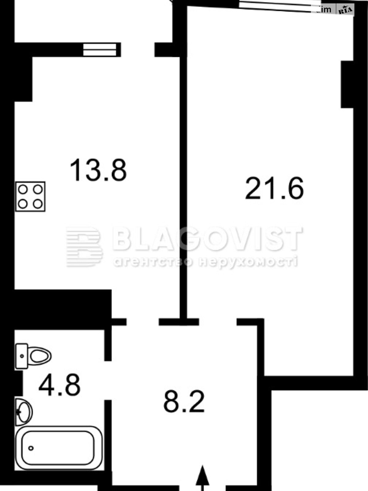 Продаж однокімнатної квартири в Києві, на вул. Гарматна 37А, кв. 97, район Солом'янський фото 1