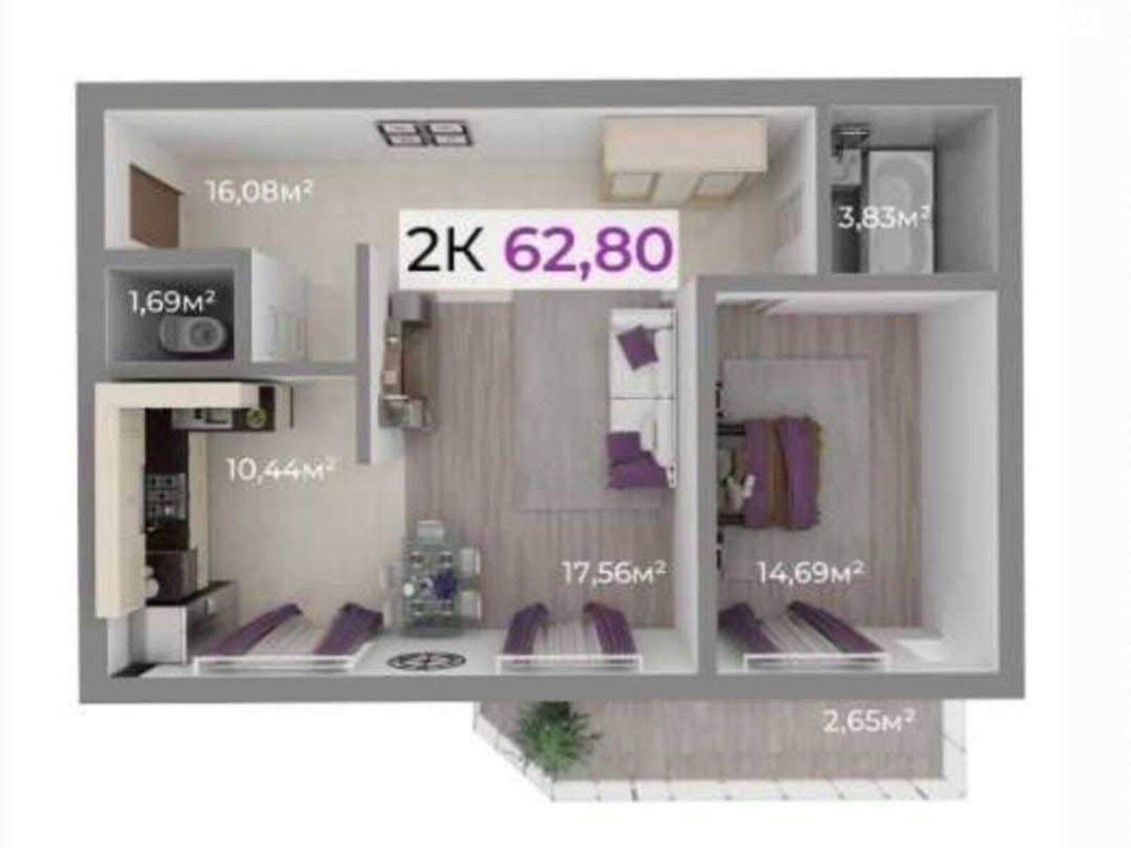 Продажа двухкомнатной квартиры в Криховцах, на ул. 24-го Августа 5, фото 1 Продажа двухкомнатной квартиры в Криховцах, на ул. 24-го Августа 5, фото 1