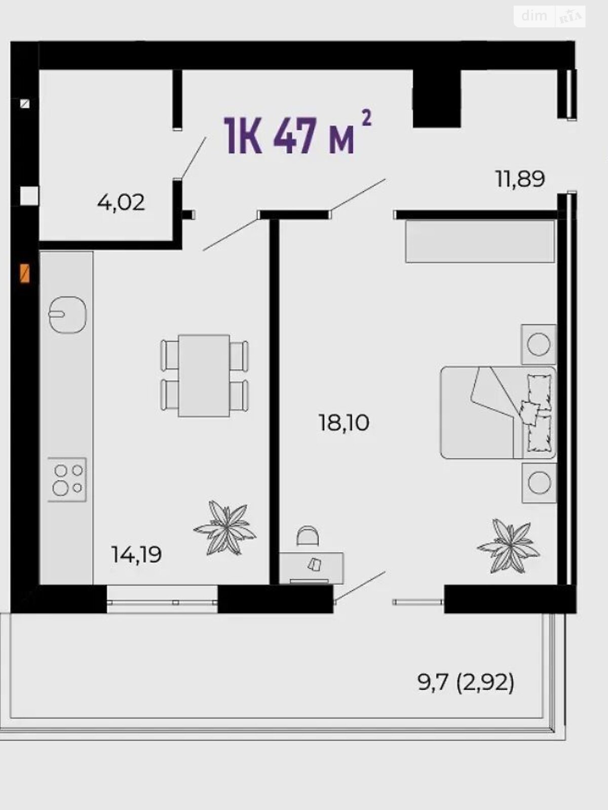 Продажа однокомнатной квартиры в Криховцах, на ул. 24-го Августа, фото 1