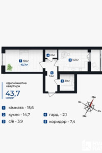 Продаж однокімнатної квартири в Крихівцях, на вул. Довженка О. 31В корпус 4, кв. 118, фото 2