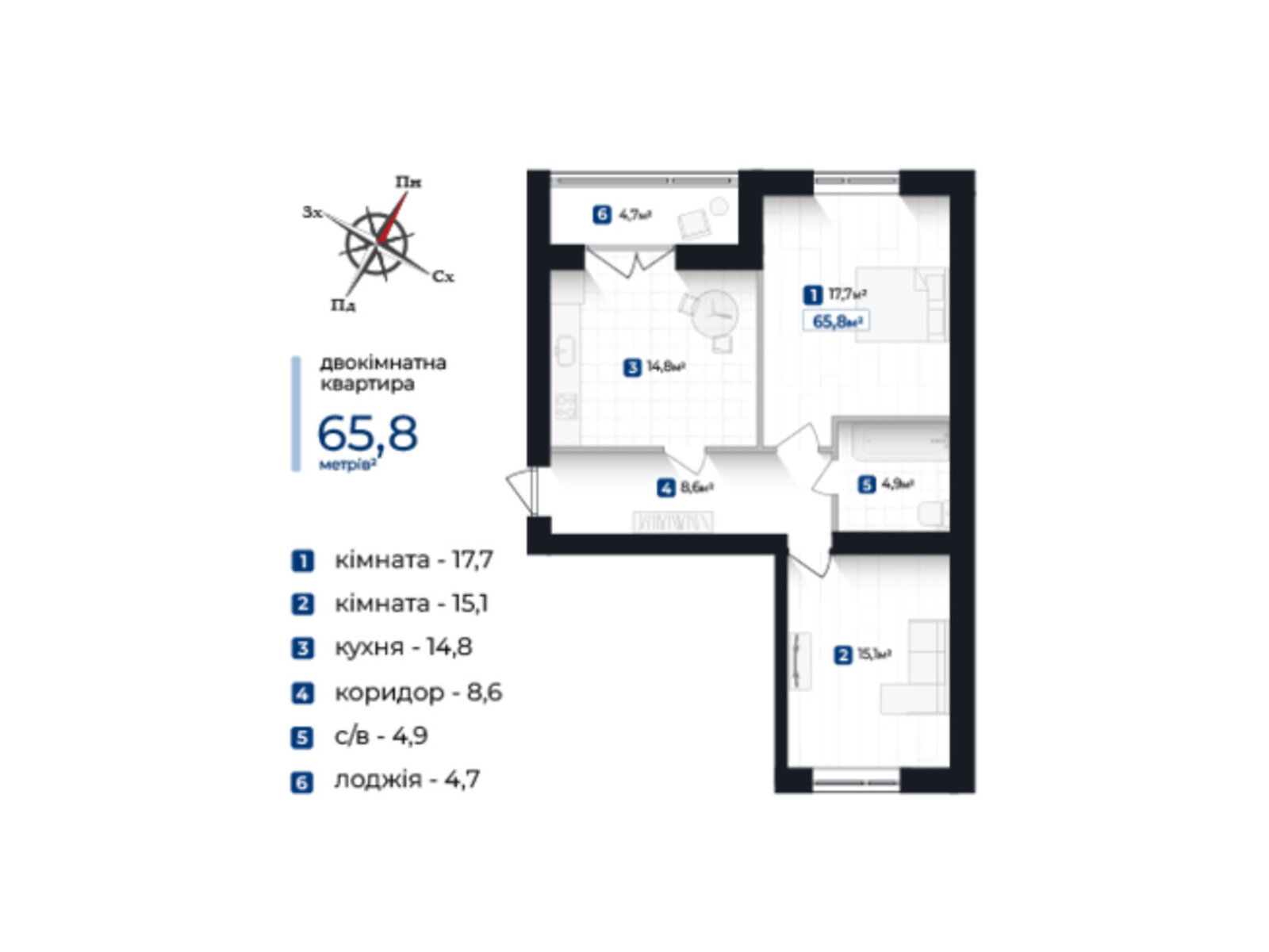 Продажа двухкомнатной квартиры в Криховцах, на ул. Довженко А. 31В, фото 1 Продажа двухкомнатной квартиры в Криховцах, на ул. Довженко А. 31В, фото 1