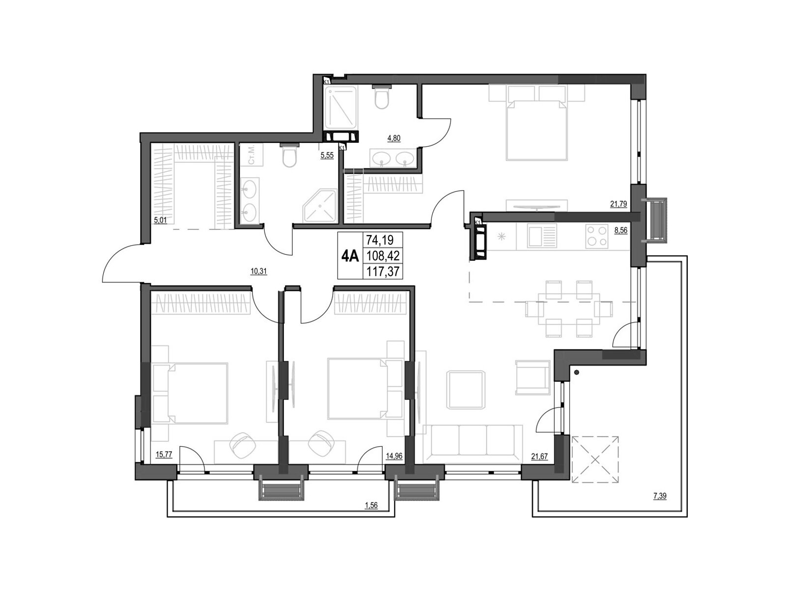 Продажа четырехкомнатной квартиры в Кропивницком, на ул. Яновского 65/52, район Подольский фото 1 Продажа четырехкомнатной квартиры в Кропивницком, на ул. Яновского 65/52, район Подольский фото 1
