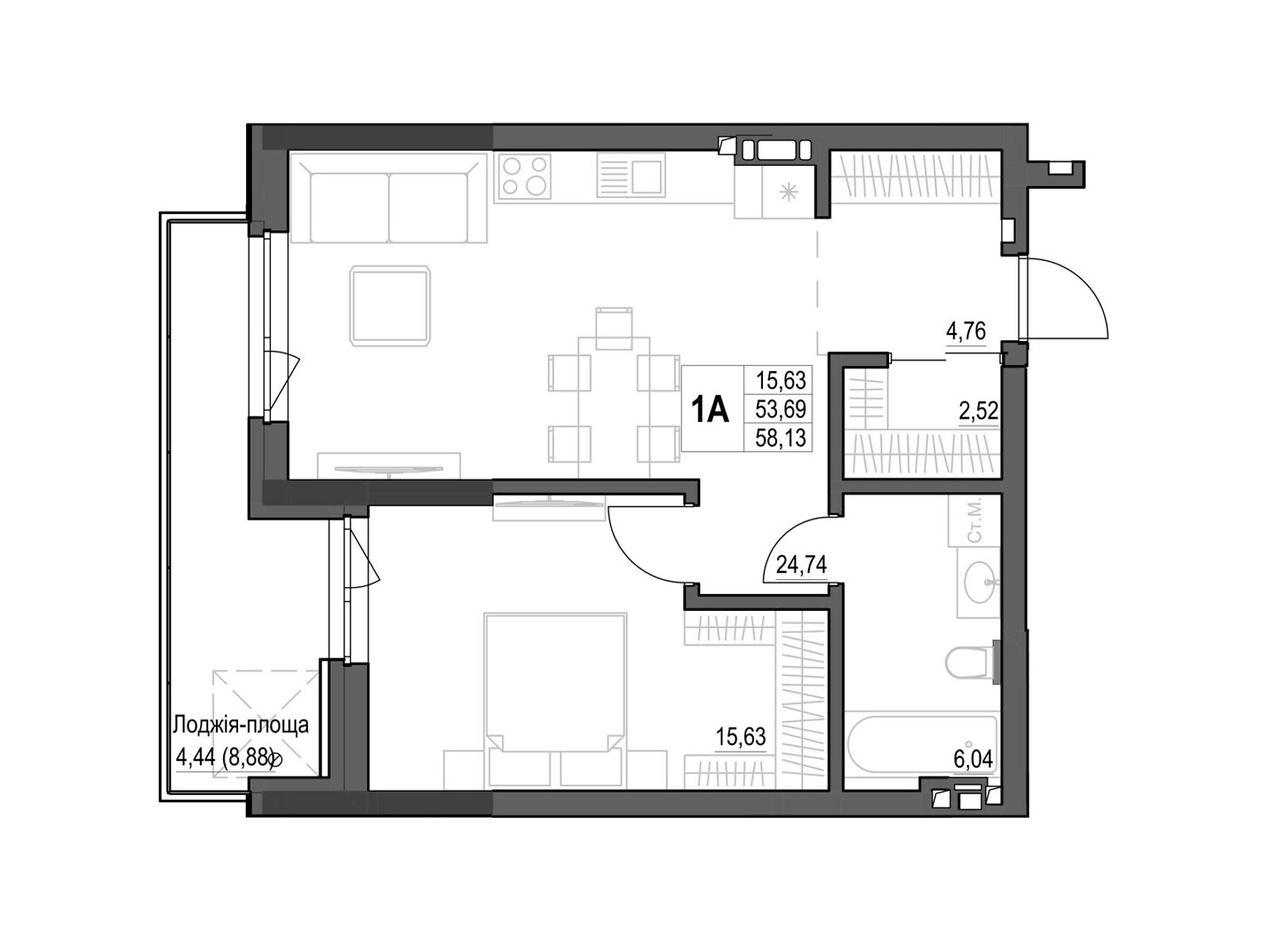Продажа однокомнатной квартиры в Кропивницком, на ул. Яновского 65/52, район Подольский фото 1 Продажа однокомнатной квартиры в Кропивницком, на ул. Яновского 65/52, район Подольский фото 1