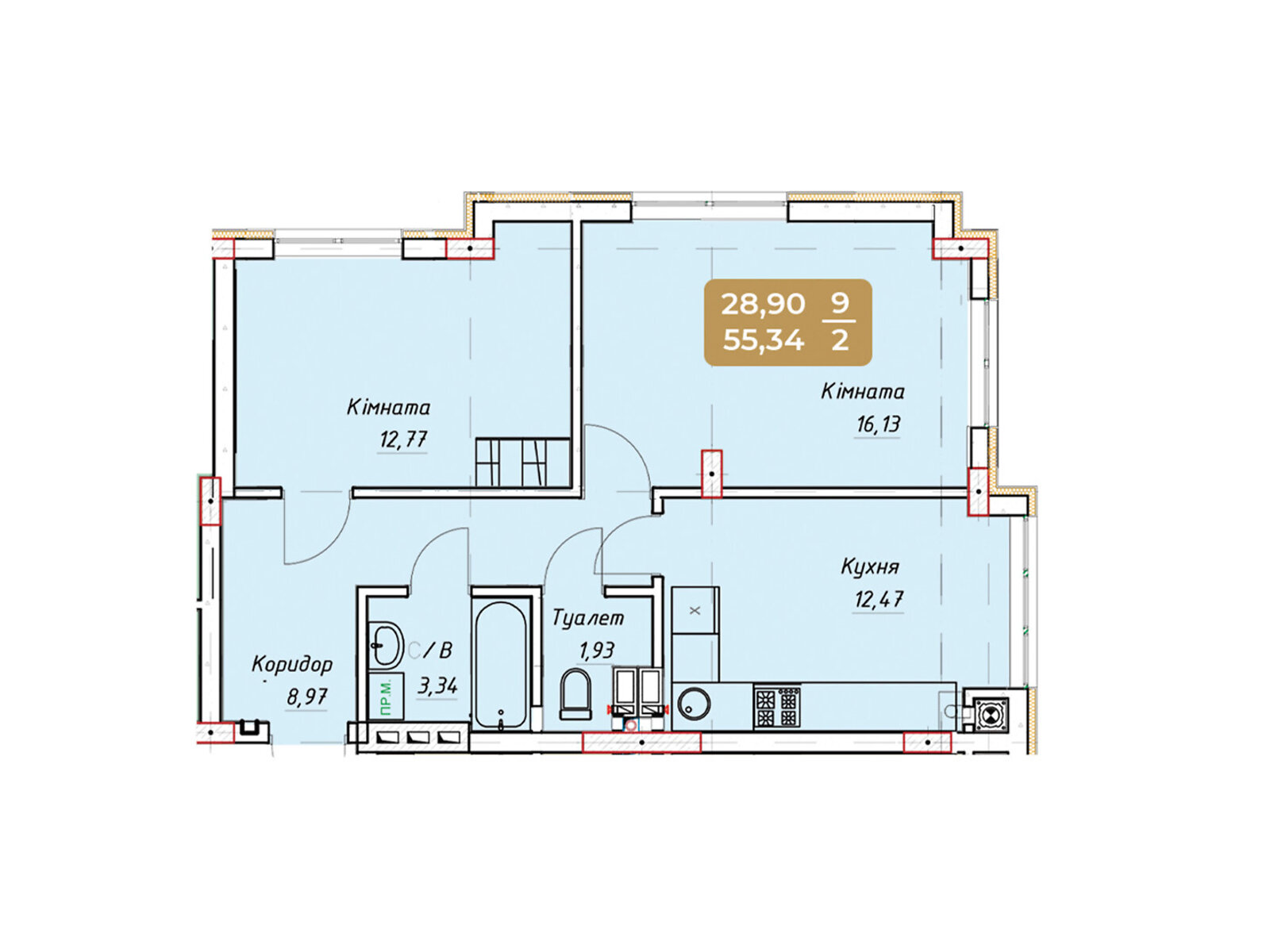 Продажа двухкомнатной квартиры в Крюковщине, на ул. Парковая 12, фото 1