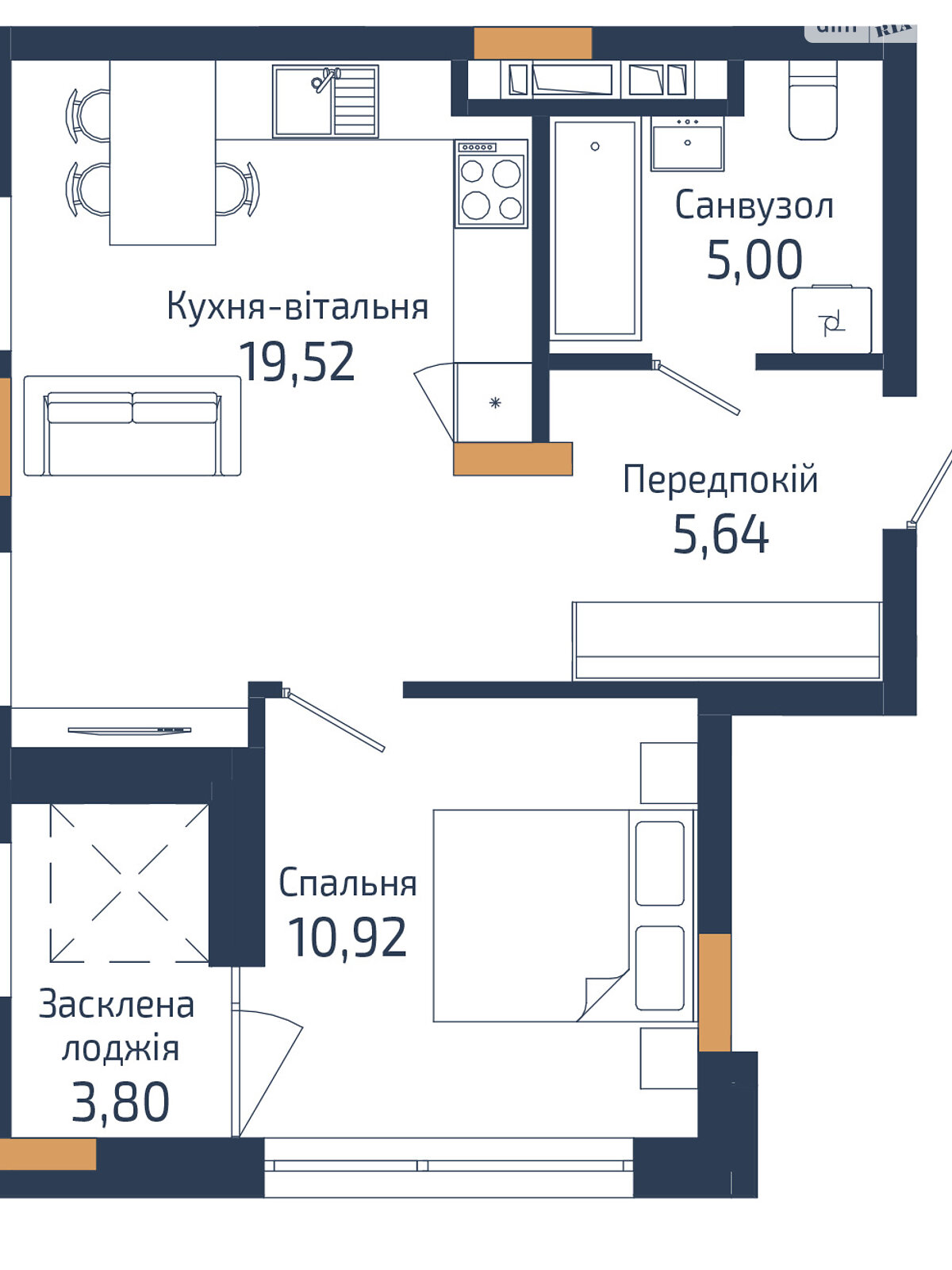 Продаж однокімнатної квартири в Львові, на вул. Володимира Навроцького, район Сихівський фото 1