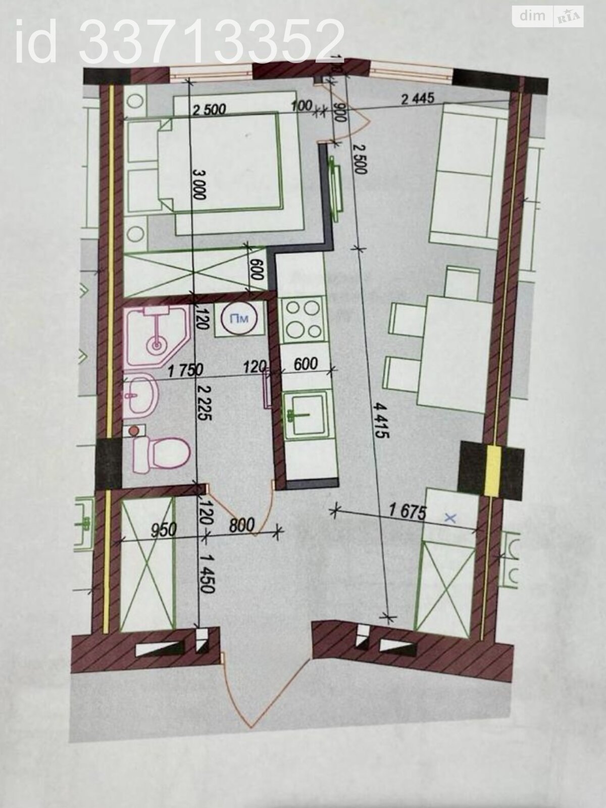 Продажа однокомнатной квартиры в Минае, на ул. Августина Волошина 18, кв. 210, фото 1