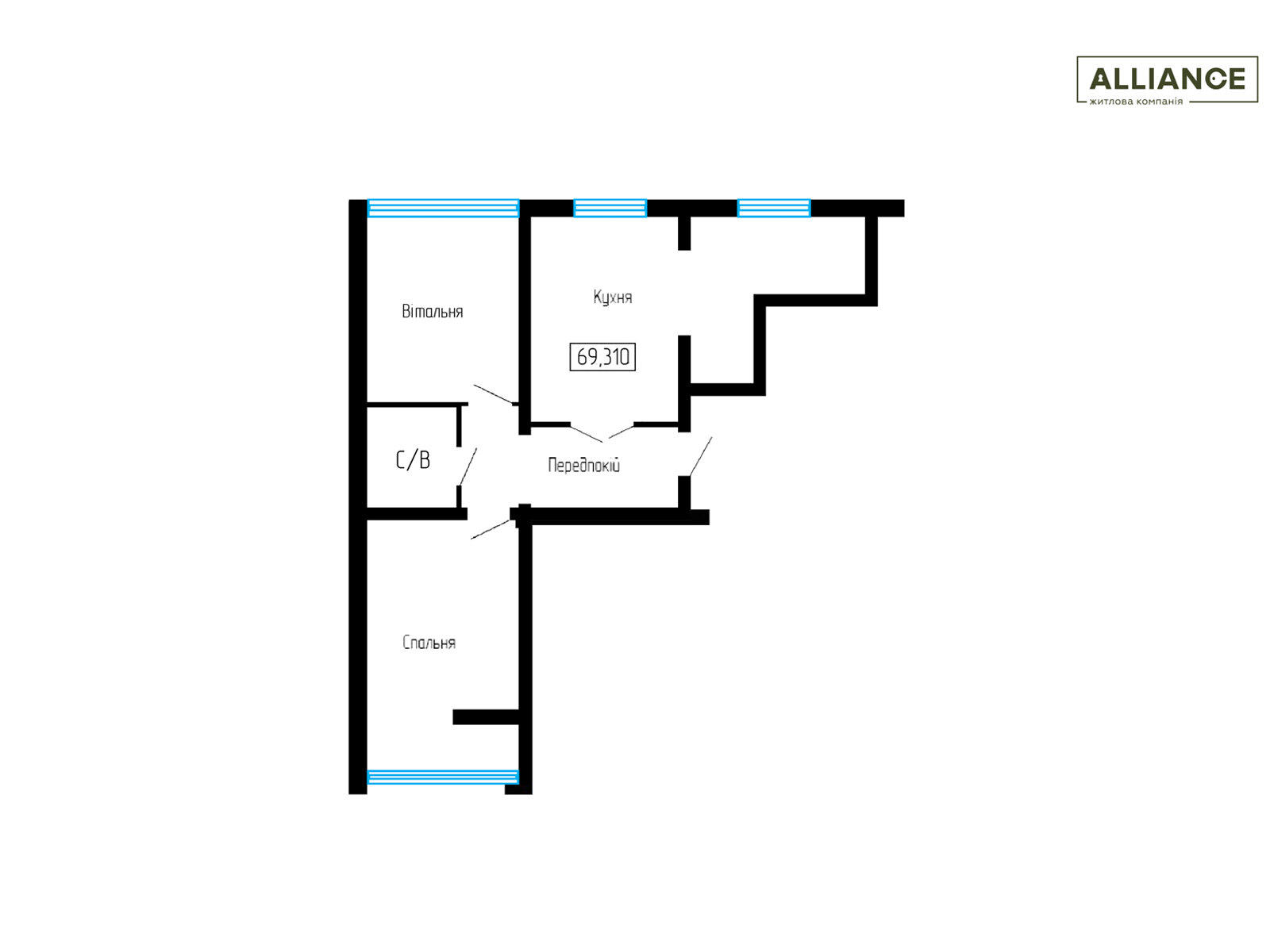 Продажа двухкомнатной квартиры в Никитинцах, на ул. Петра Маланюка 45, кв. 25, фото 1