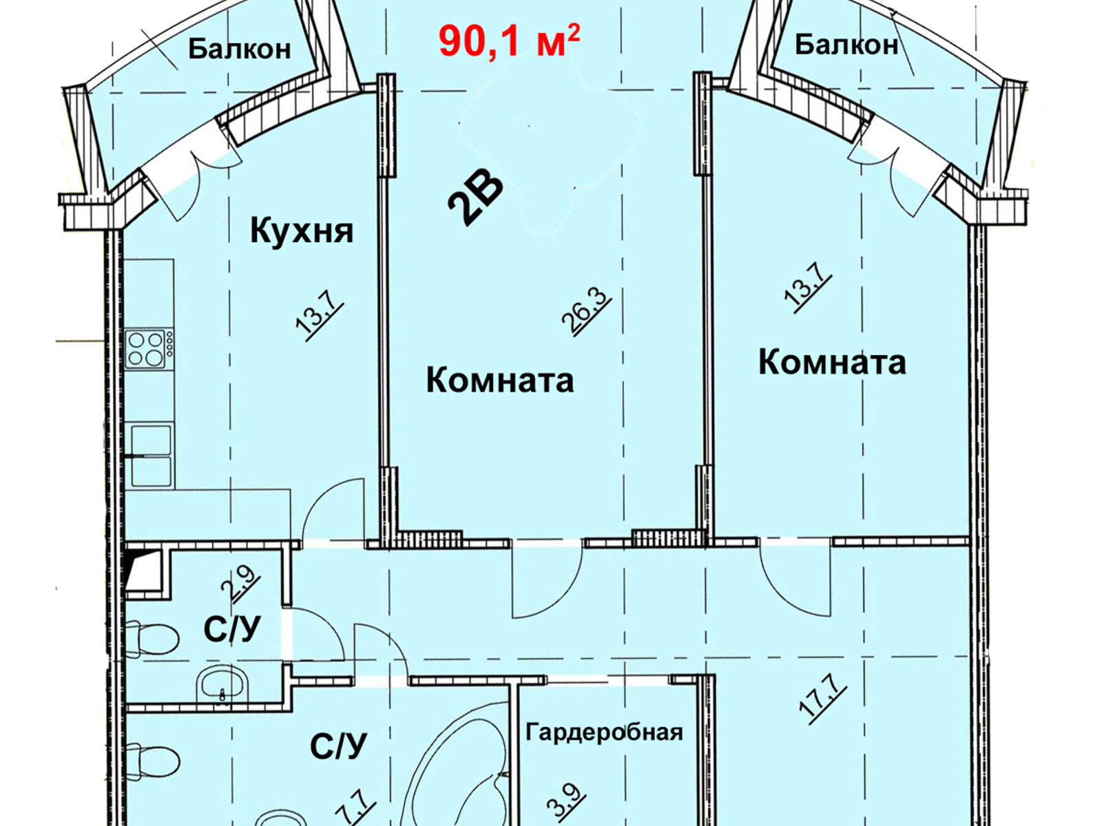 Продажа двухкомнатной квартиры в Одессе, на плато Гагаринское, район Аркадия фото 1