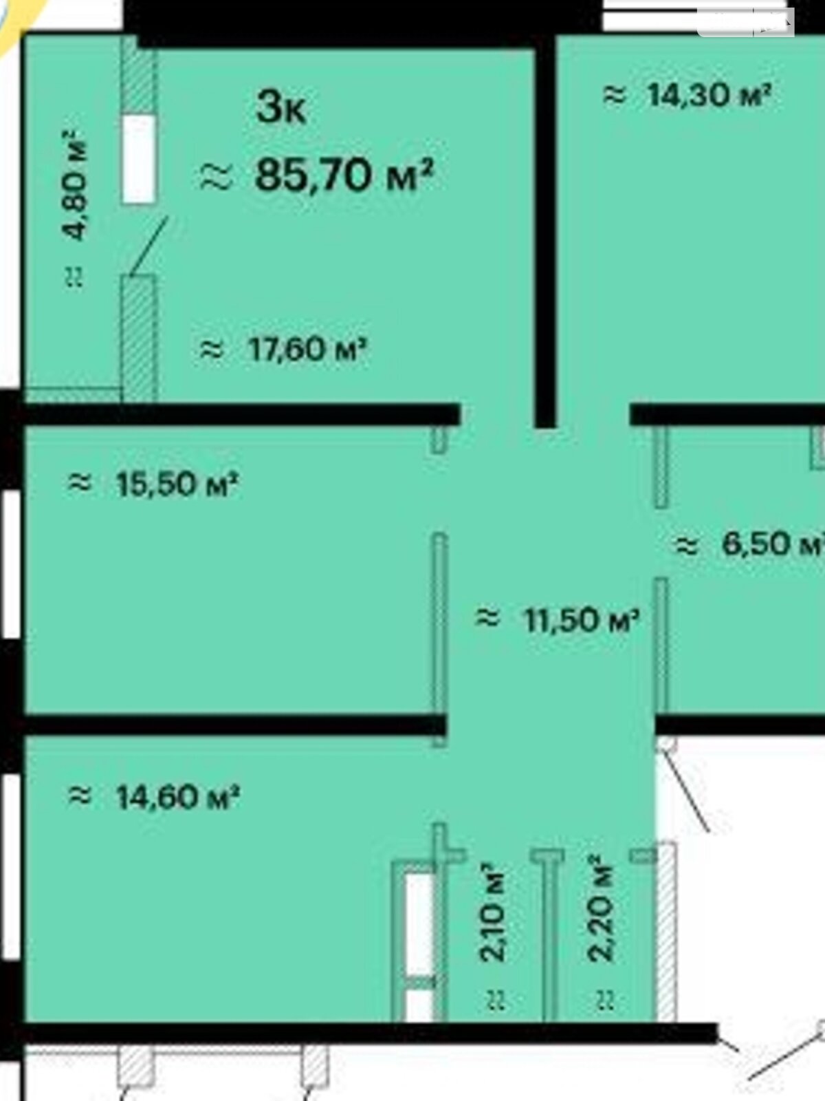 Продаж трикімнатної квартири в Одесі, на вул. Жаботинського 54, район Чубаївка фото 1