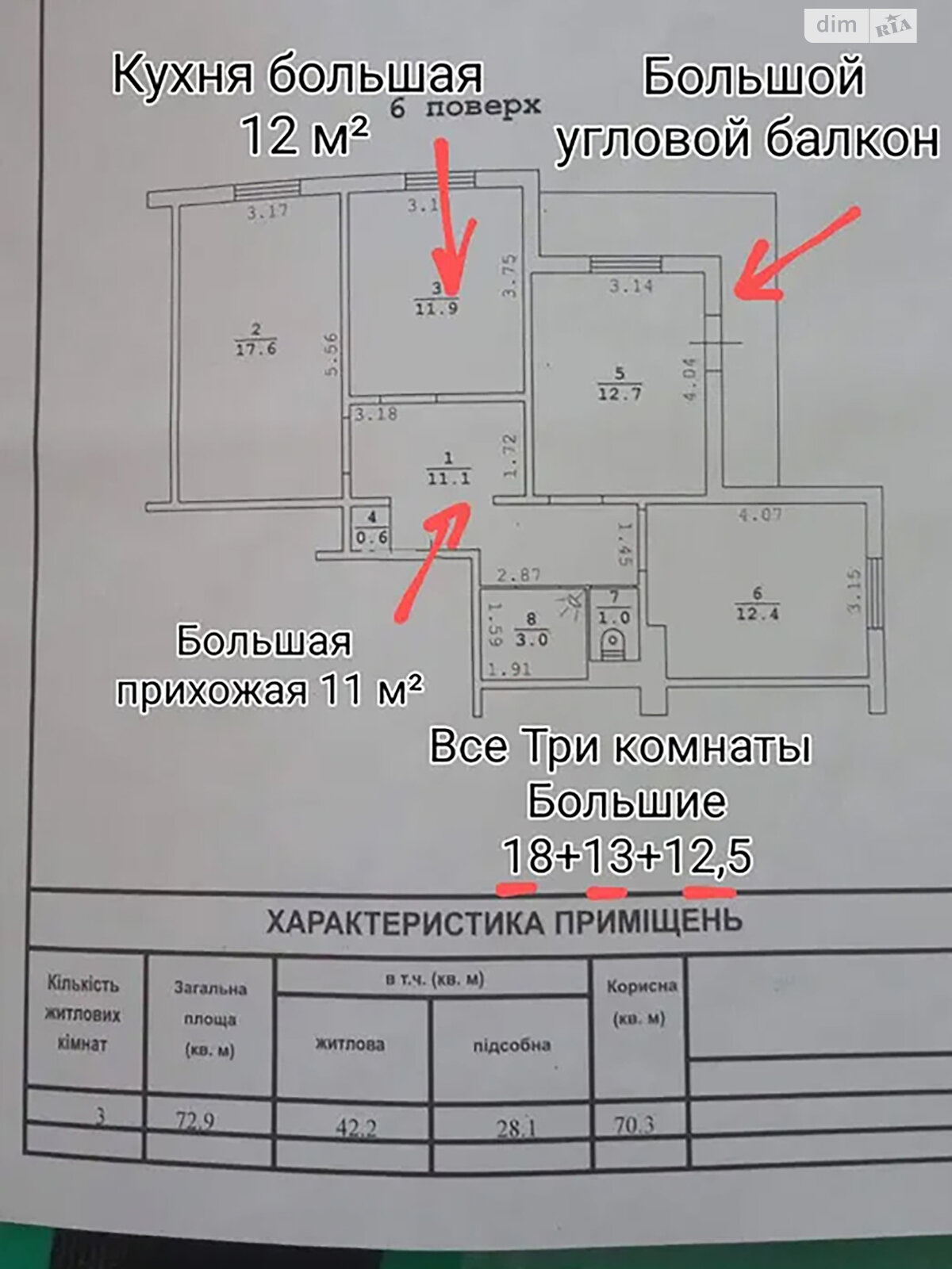 Продажа трехкомнатной квартиры в Одессе, на ул. Академика Сахарова, район Поселок Котовского фото 1