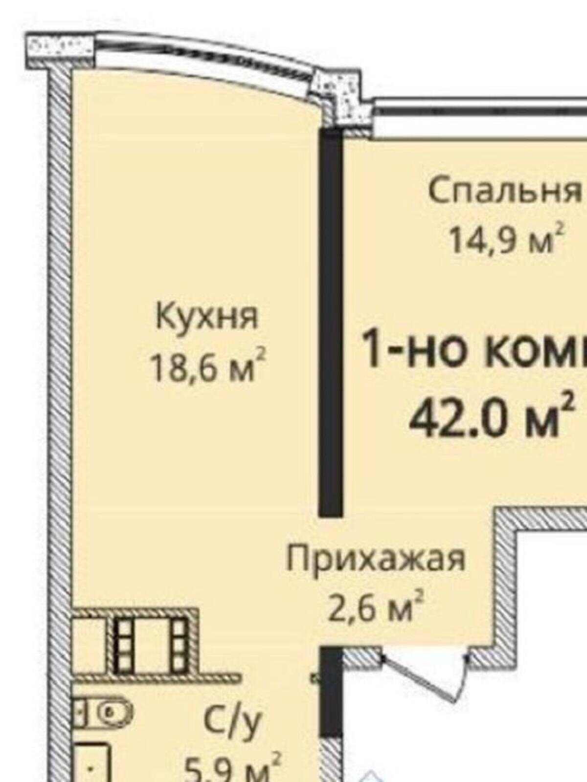 Продаж однокімнатної квартири в Одесі, на просп. Гагаріна 19/4, район Малий Фонтан фото 1