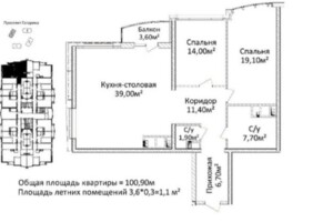 Продаж двокімнатної квартири в Одесі, на просп. Гагаріна 19А, район Приморський фото 2