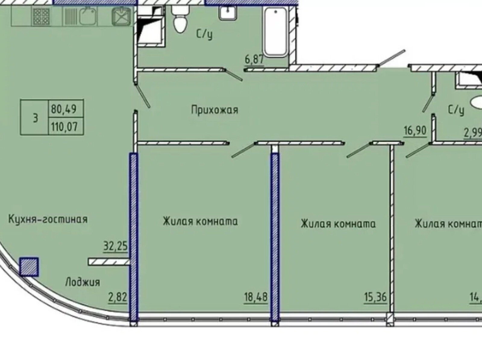 Продажа трехкомнатной квартиры в Одессе, на ул. Каманина 16, район Приморский фото 1