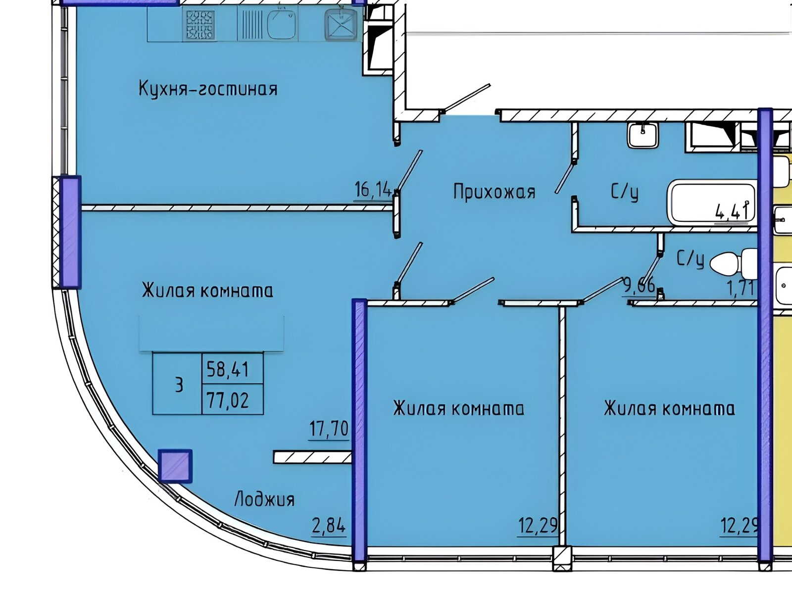 Продажа трехкомнатной квартиры в Одессе, на ул. Каманина 16А, кв. 35, район Приморский фото 1