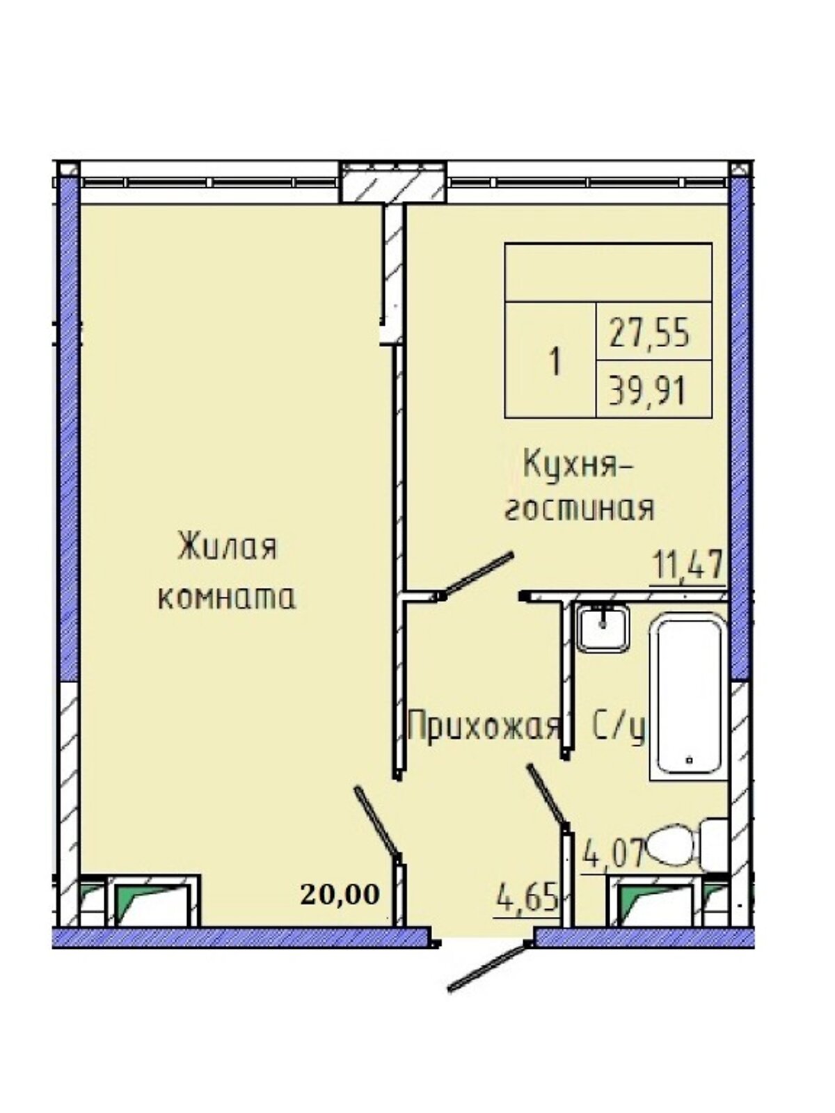 Продаж однокімнатної квартири в Одесі, на вул. Каманіна 16А, кв. 543, район Приморський фото 1