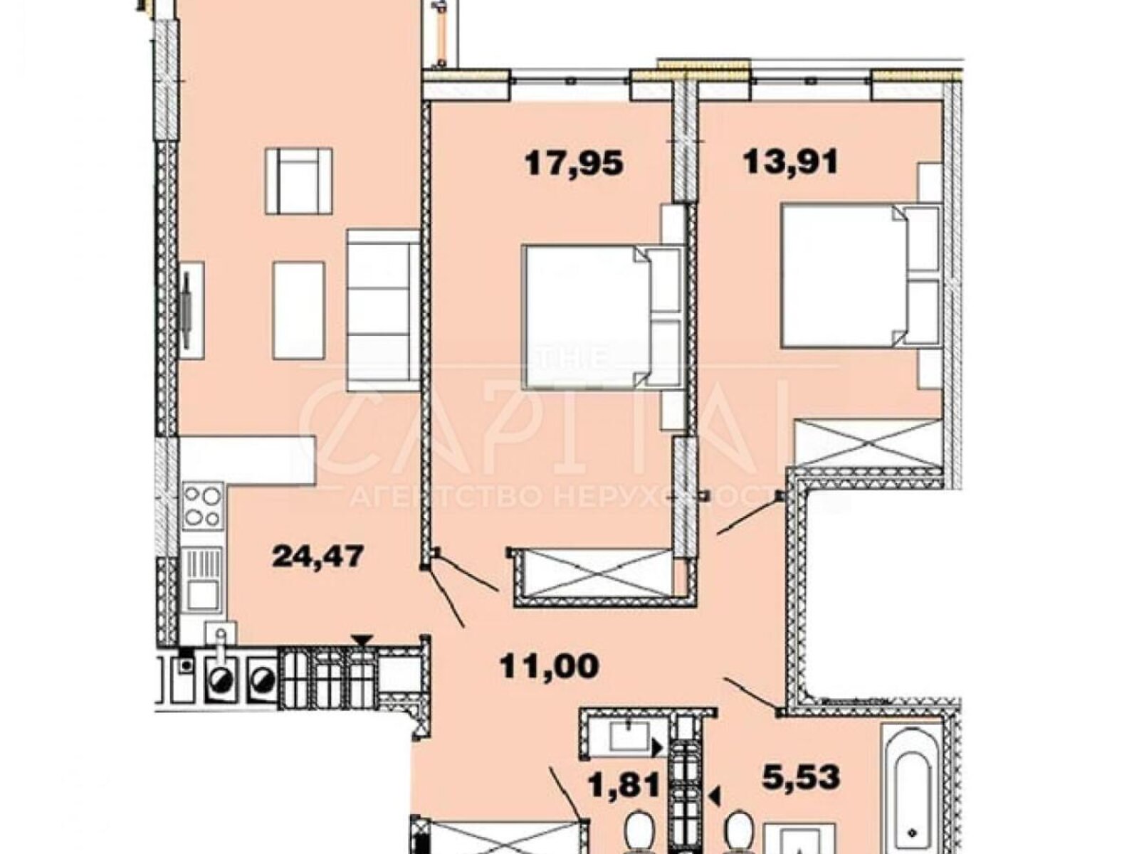 Продажа двухкомнатной квартиры в Петропавловской Борщаговке, на ул. Бархатная 9, фото 1