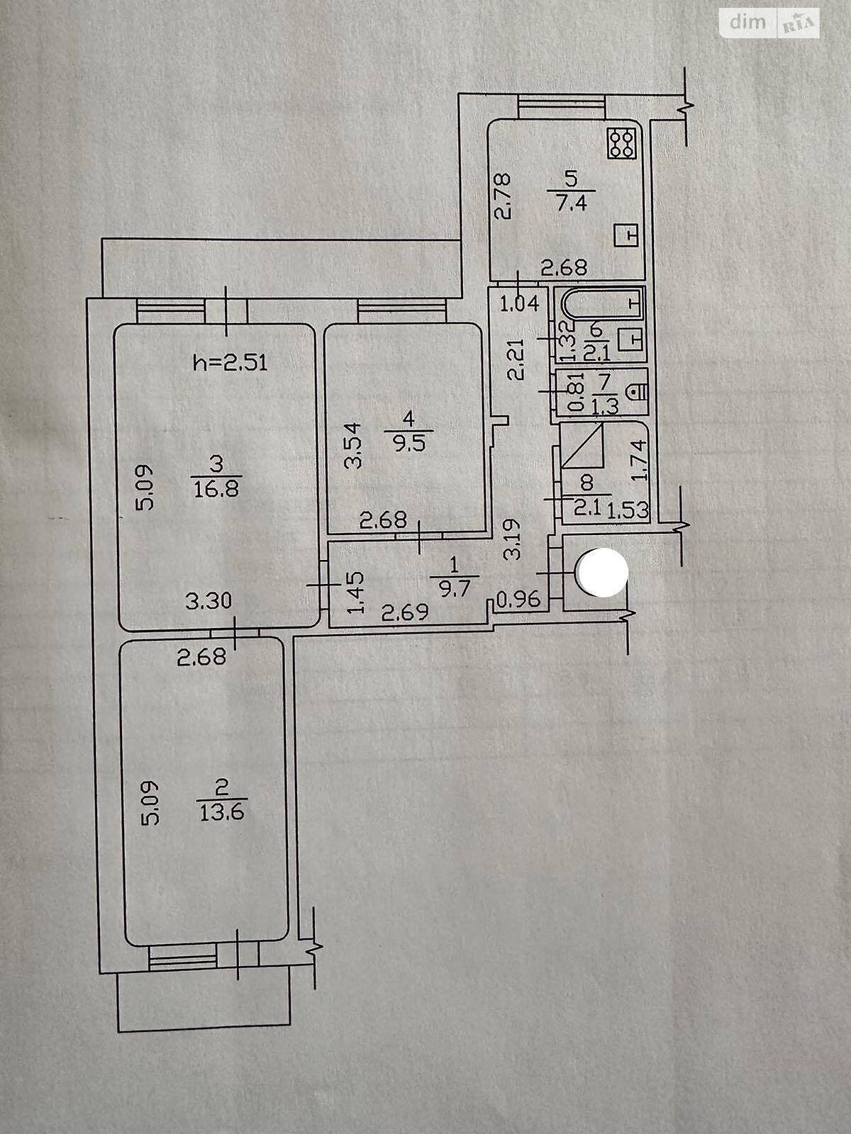 Продаж трикімнатної квартири в Полтаві, на вул. Грушевського Михайла, район Алмазний фото 1