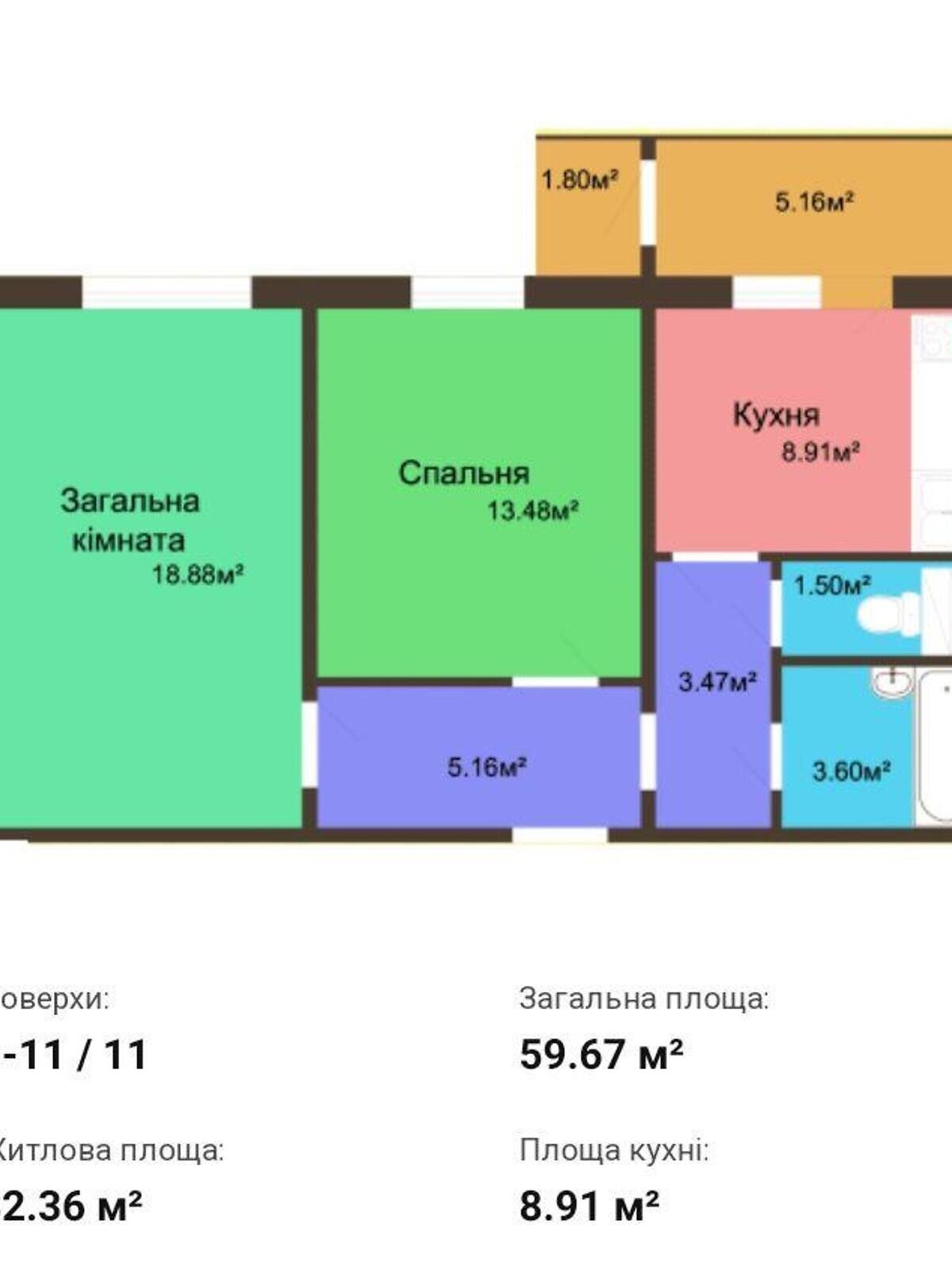 Продажа двухкомнатной квартиры в Полтаве, на ул. Параджанова, район Боженка фото 1